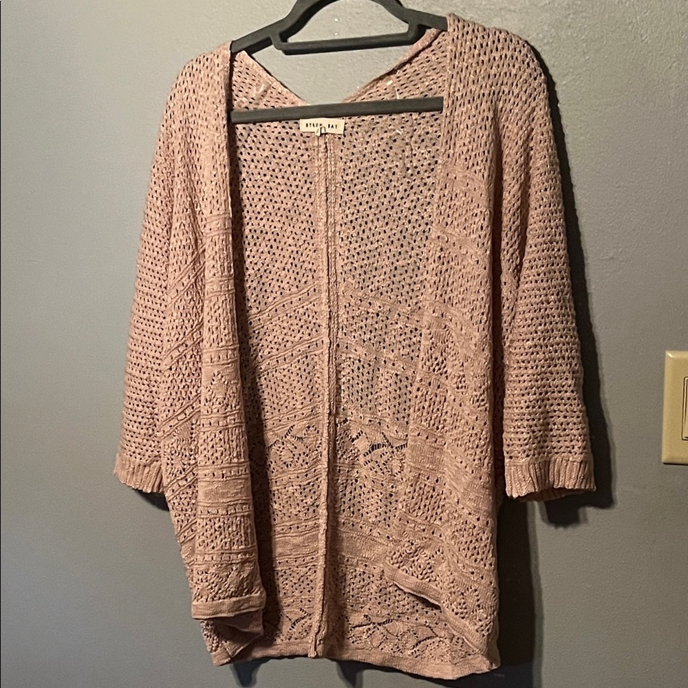 Eddie Bauer Dusty Pink Open-Knit Cardigan